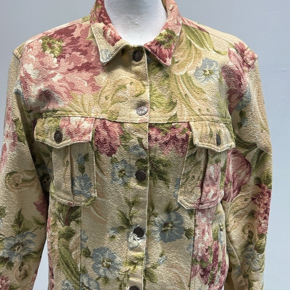 Vintage Carol Antone Floral Jean Jacket - Size Large - Picture 3 of 10